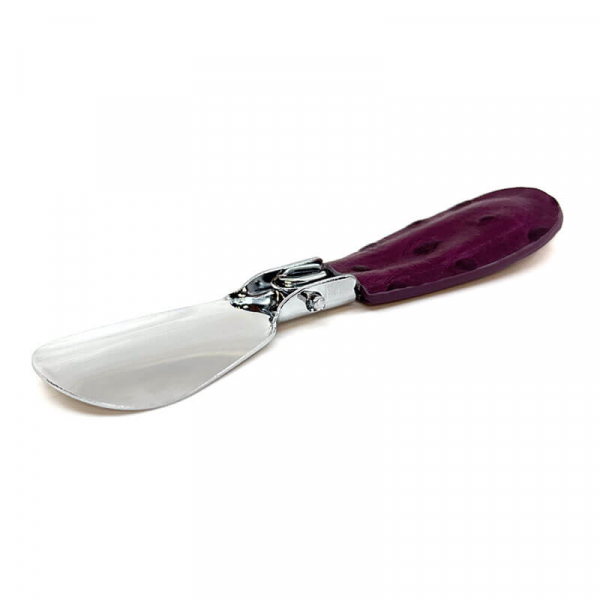 Trixi Gronau travel shoehorn, Cedric, stainless steel, leather Ostrich purple, open back